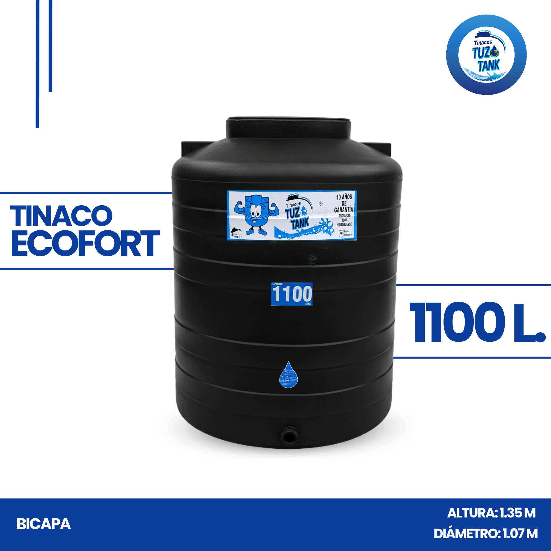 Tinaco 1,100 Litros EcoFort