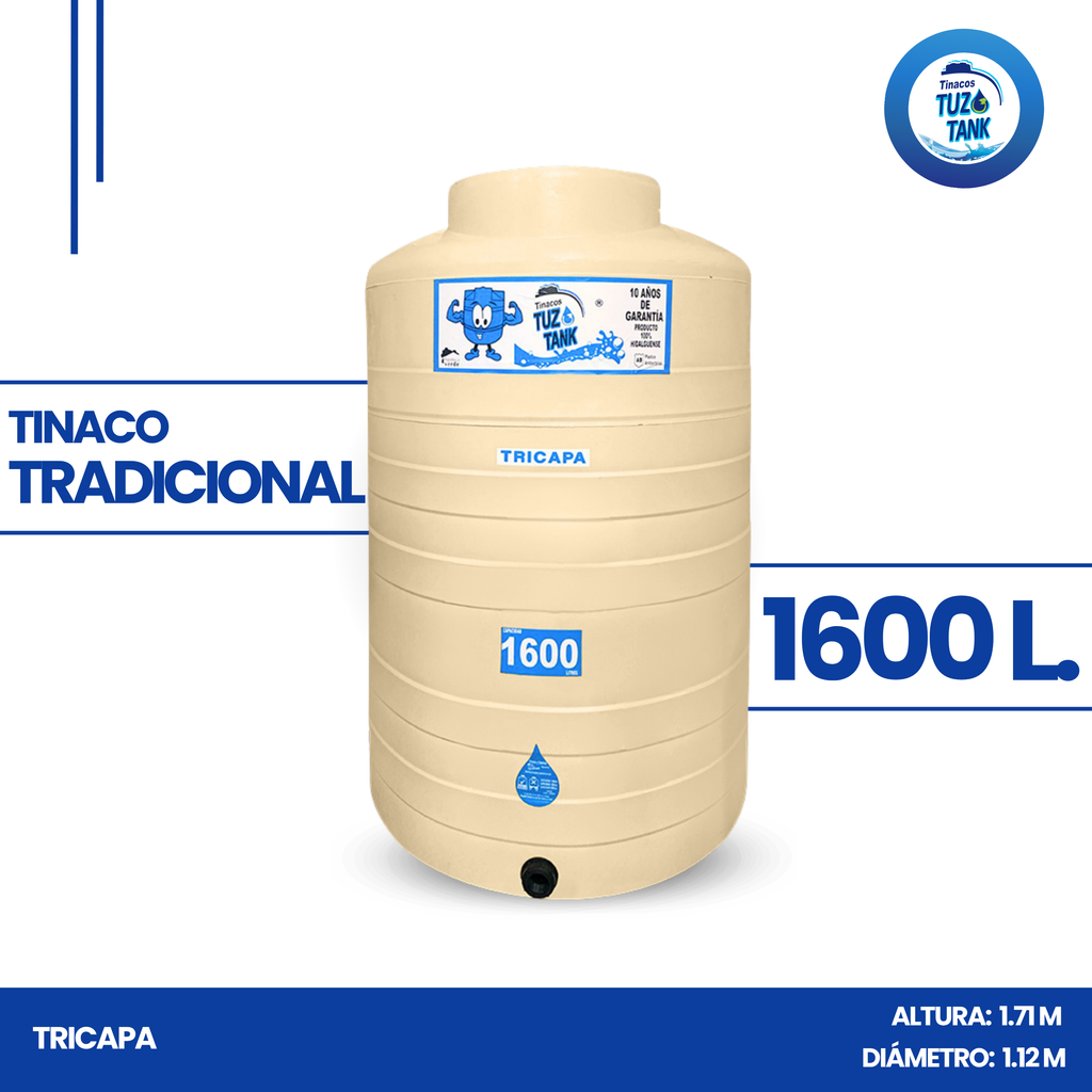 Tinaco 1,600 Litros Tricapa