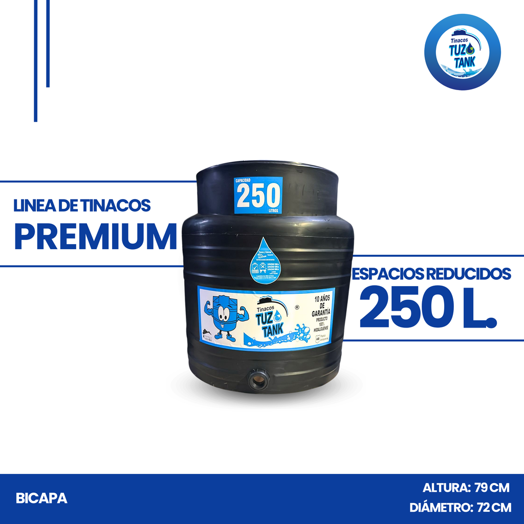 Tinaco Bicapa 250 Litros Espacios Reducidos