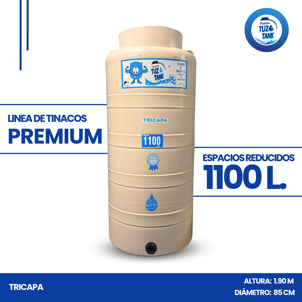 Tinaco Tricapa 1100 Litros Espacios Reducidos