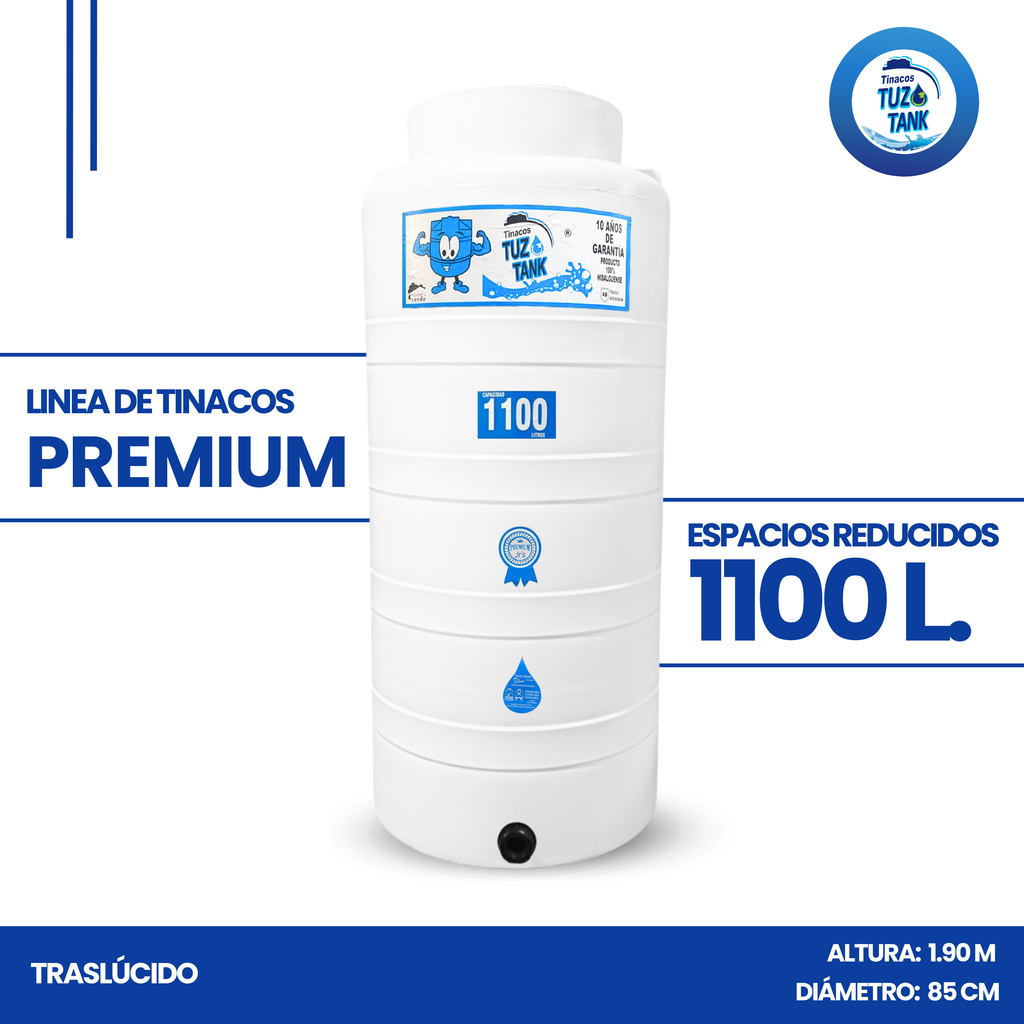 Tinaco Traslúcido 1100 Litros Espacios Reducidos