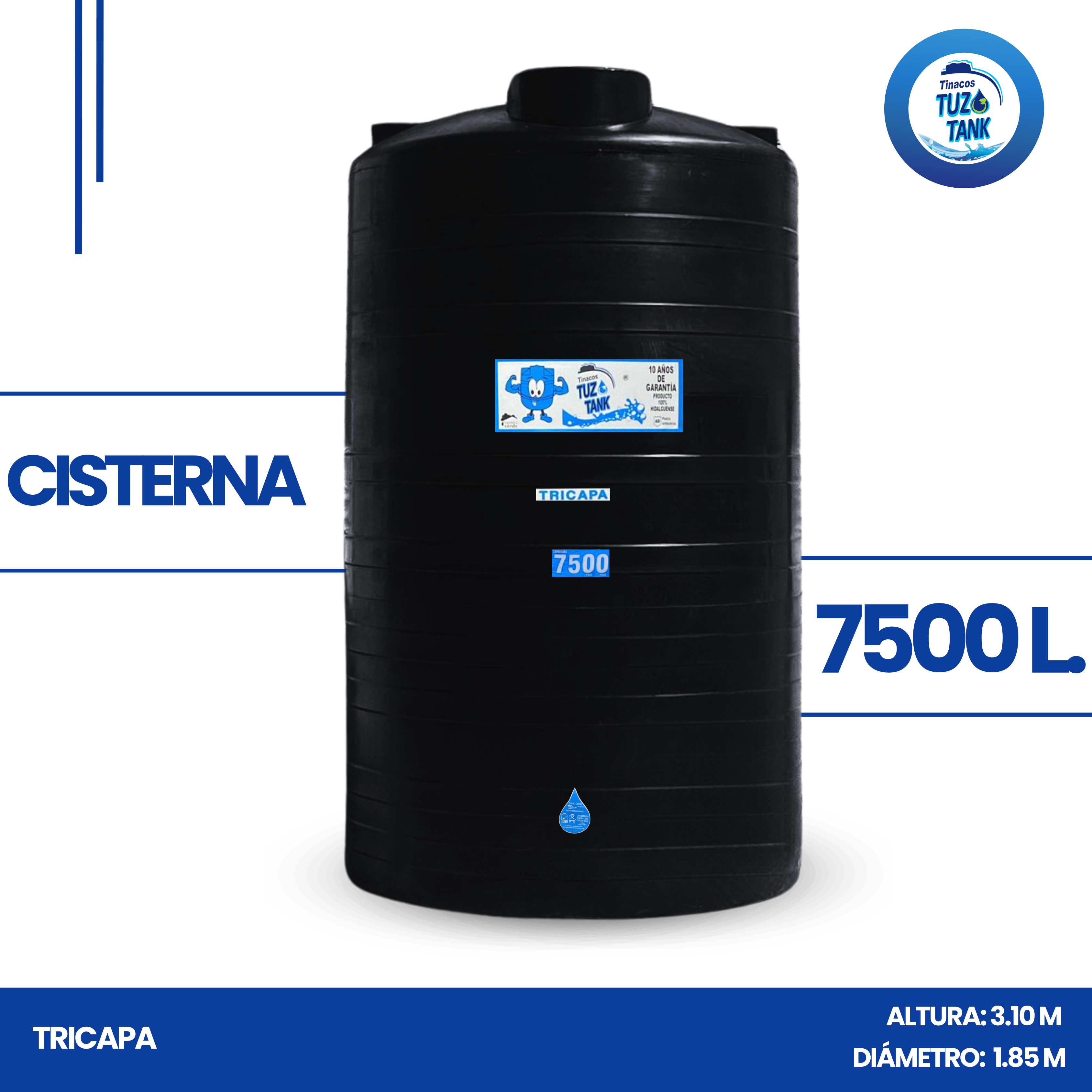 Cisterna 7,500 Litros Tricapa