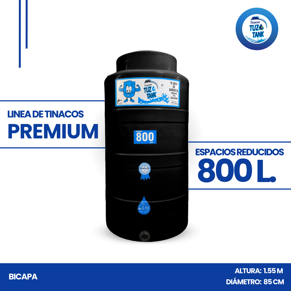 Tinaco Bicapa 800 Litros Espacios Reducidos