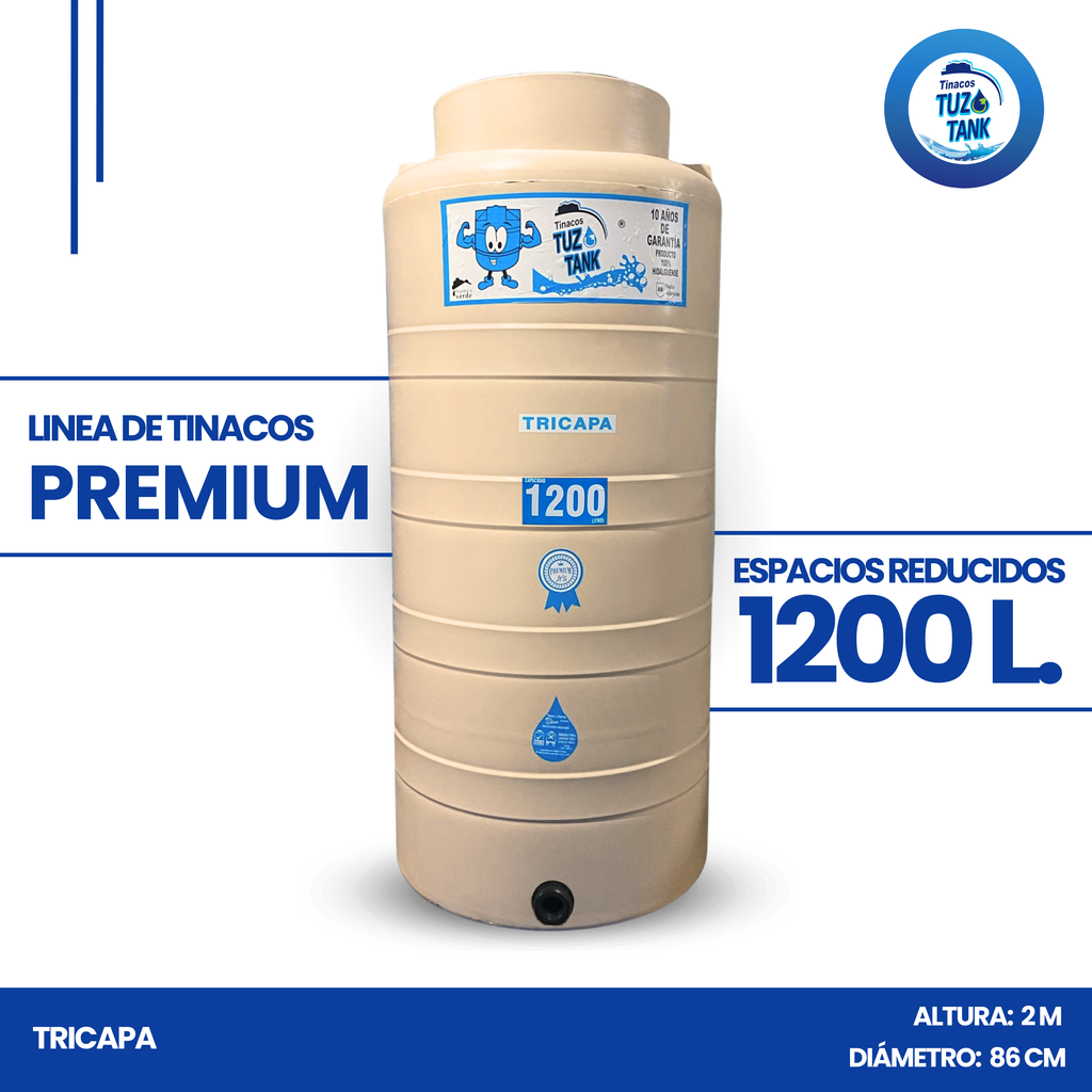 Tinaco Tricapa 1200 Litros Espacios Reducidos
