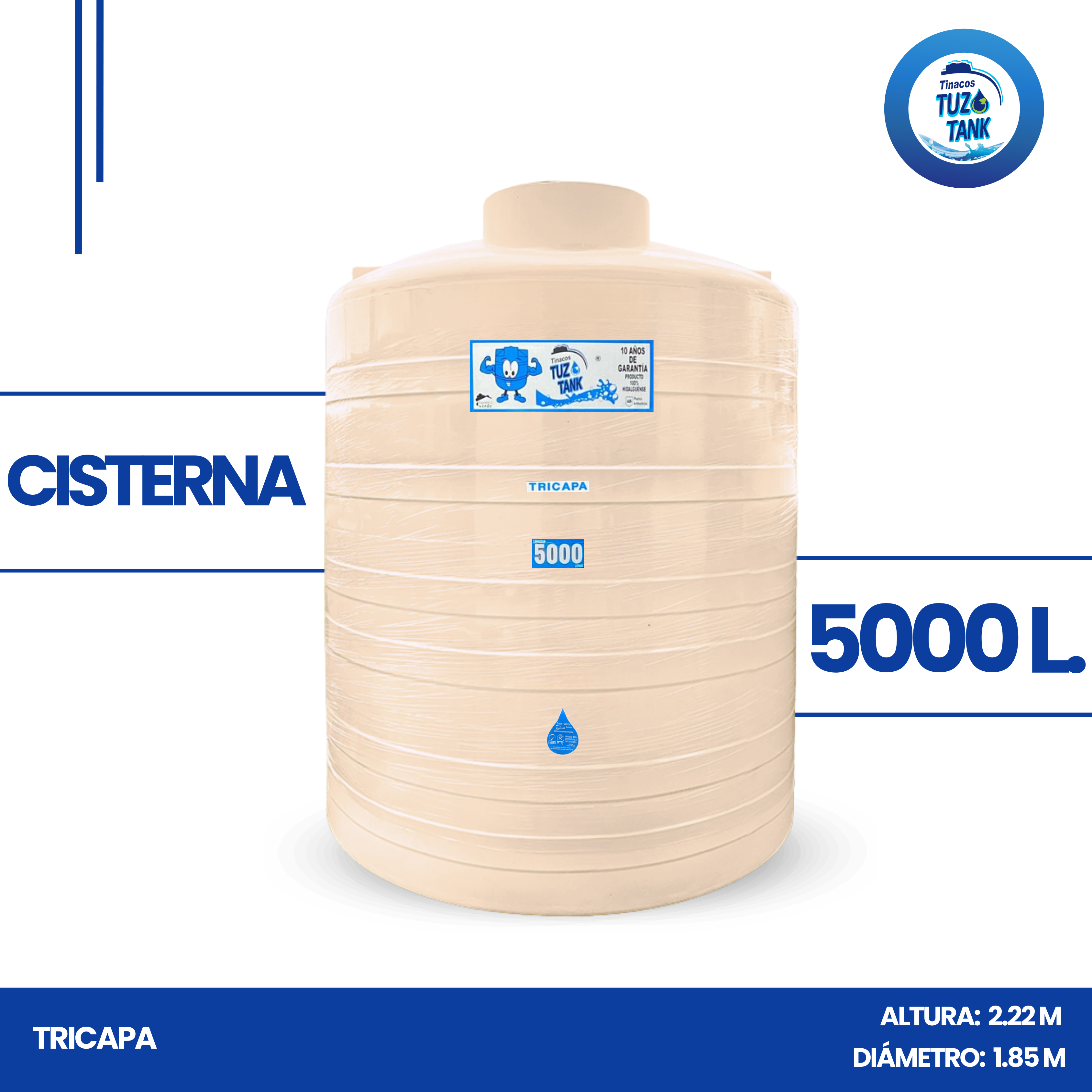Cisterna 5,000 Litros Tricapa