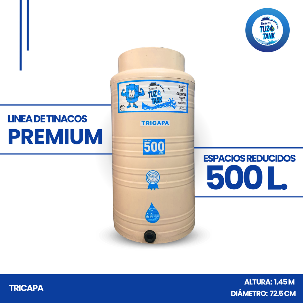 Tinaco Tricapa 500 Litros Espacios Reducidos