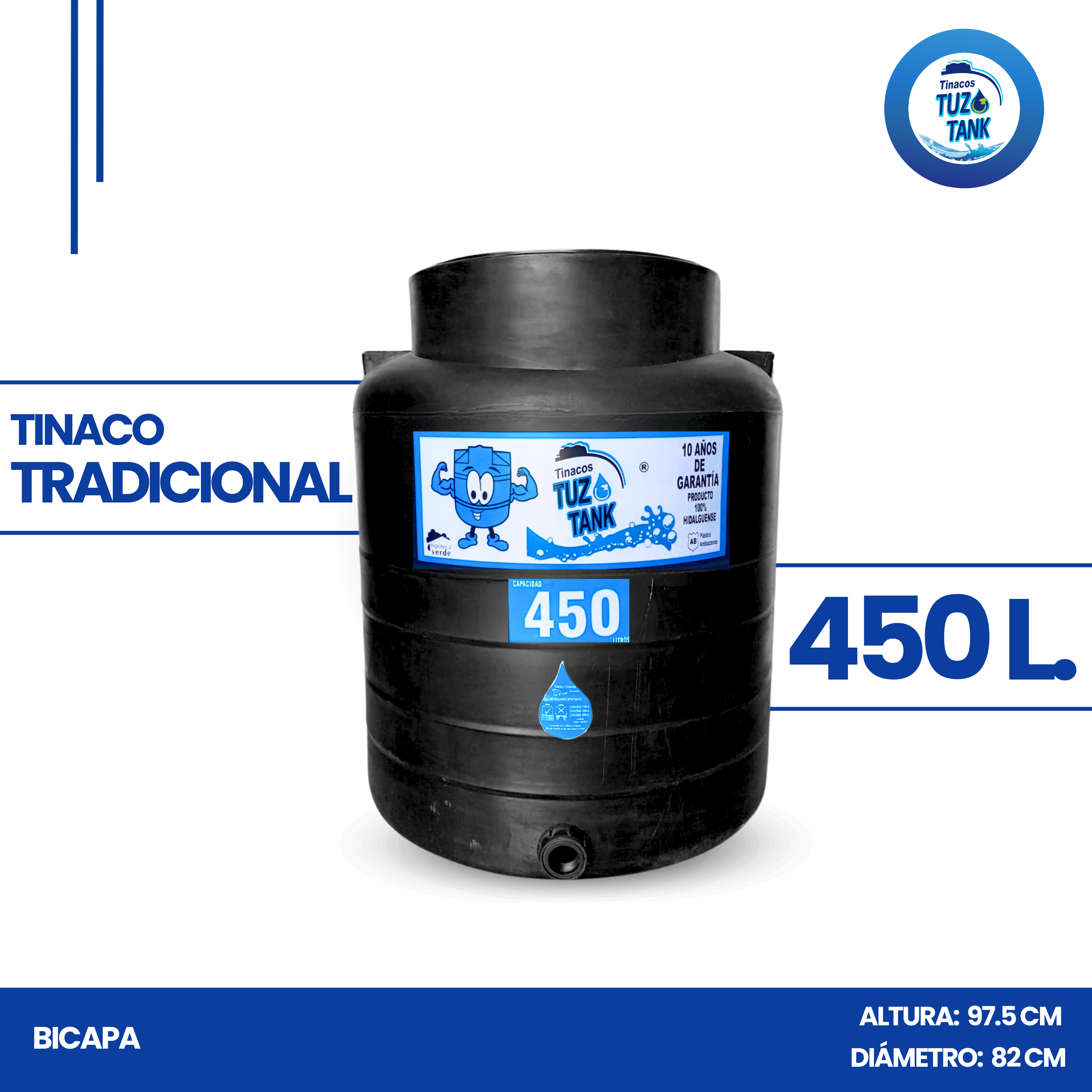 Tinaco 450 Litros Bicapa